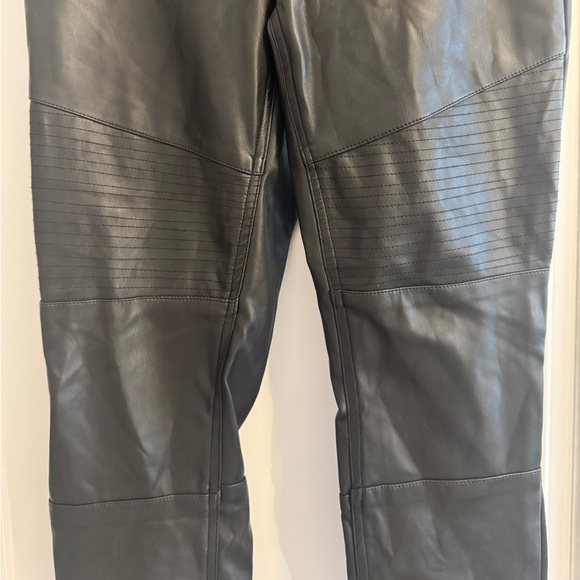 Faux leather pants with fun patterns including zippers on the bottom pant legs - Picture 2 of 7